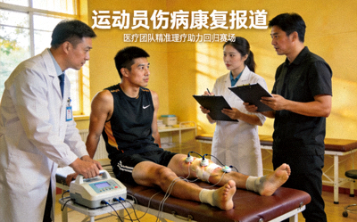 运动员伤病康复报道，医疗团队进行理疗